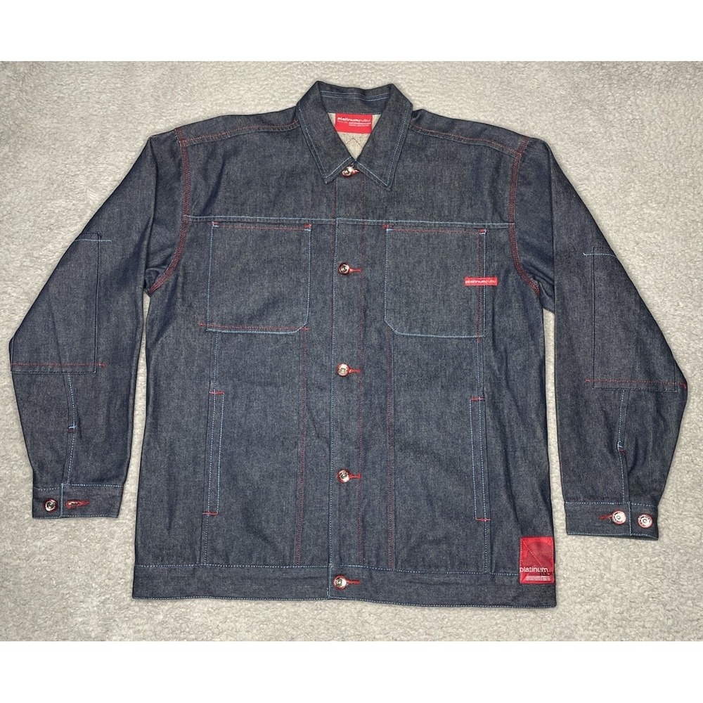 Vintage Platinum Fubu Fat Albert Denim Jean Jacket Mens XL Blue Rap Hip Hop